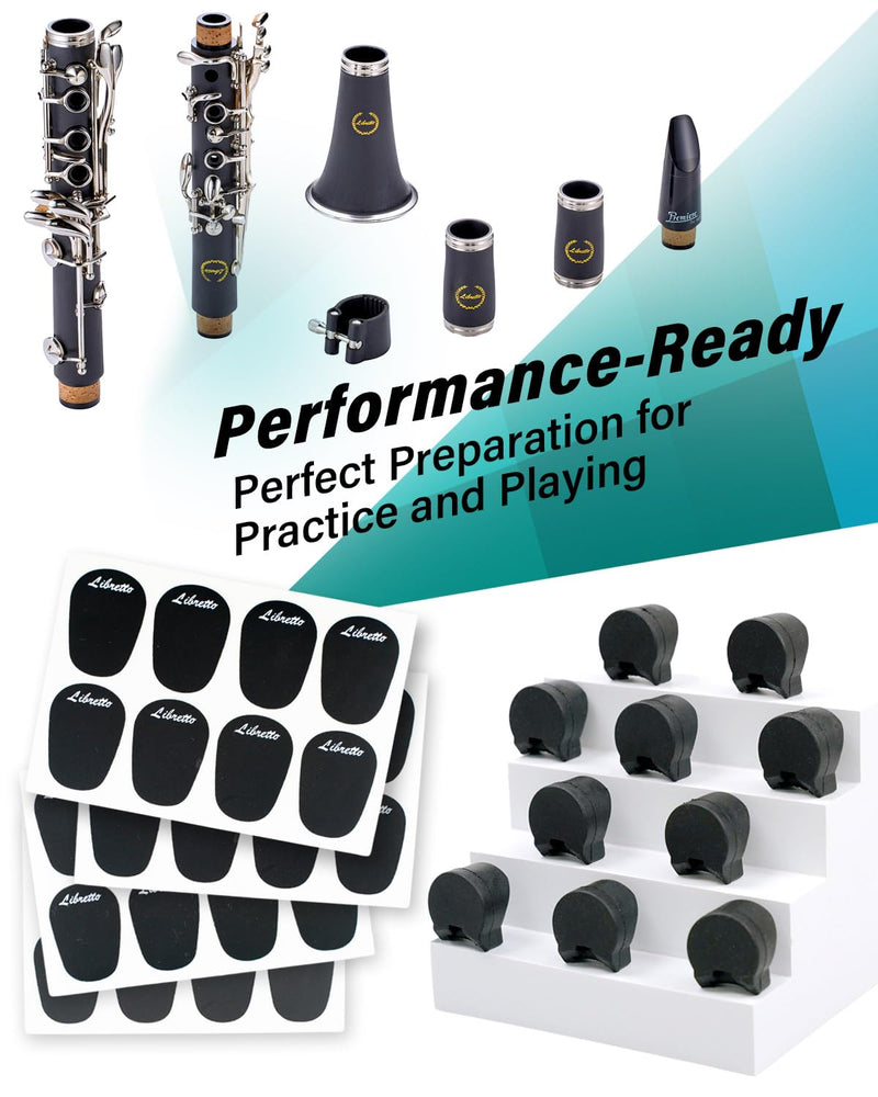 Libretto Mouthpiece Pad & Thumb Rest Cushion for Clarinet, Oboe. Giftable Woodwinds Accessory Kit: 32pcs Mouthpiece Patch, 10pcs Thumb protectors. Expertly Prepared for Your Clarinet Experience! Mouthpiece pad+Thumb Rest Cushion