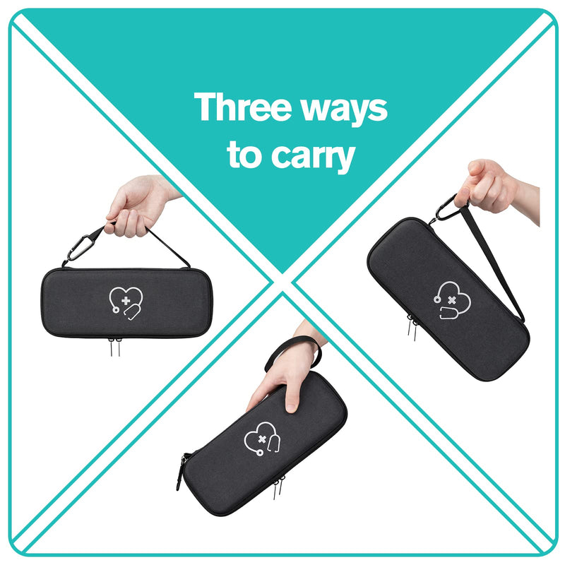ProCase Stethoscope Case for 3M Littmann Classic III, Lightweight II S.E, MDF Acoustica Stethoscope, Cardiology IV Stethoscope, Hard Travel Carrying Case for Nurse -Black Black