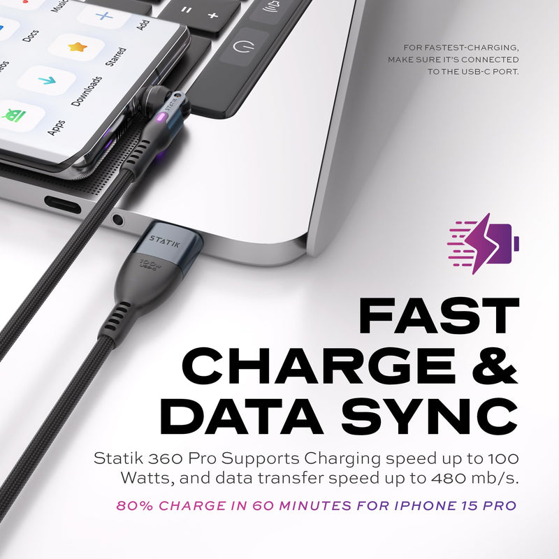 STATIK 360 Pro Magnetic Charging Cable (6FT) & 45W GaN Charging Block