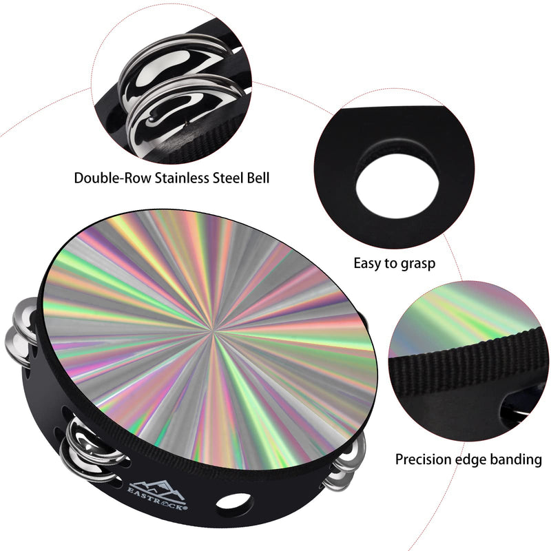 [AUSTRALIA] - EASTROCK Radiant Tambourine Hand Held Drum 8 Inch Double Row Jingles Reflective Tambourine Musical Instrument for Kids Adults Church KTV Party?2Packs) 8 inch-D 