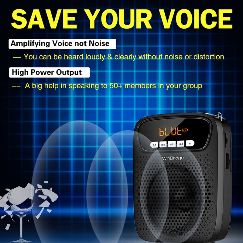 Portable Voice Amplifier Wireless & Wired Headset Microphone Speaker Mini Lightweight Personal Classroom Mic for Teachers Supports AUX Input,Bluetooth 5.0,Recording - S278UHF