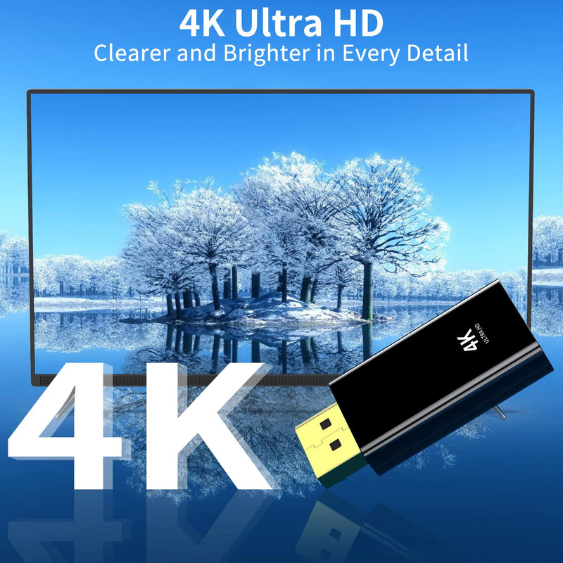 4K DisplayPort to HDMI Adapter 2-Pack, [High-Speed, 2K 60Hz, 1080p 120Hz] Uni-Directional Display Port DP to HDMI Passive Adapter Compatible for HP, HDTV, AMD, NVIDIA,Dell, GPU,Projector, PC,Desktop