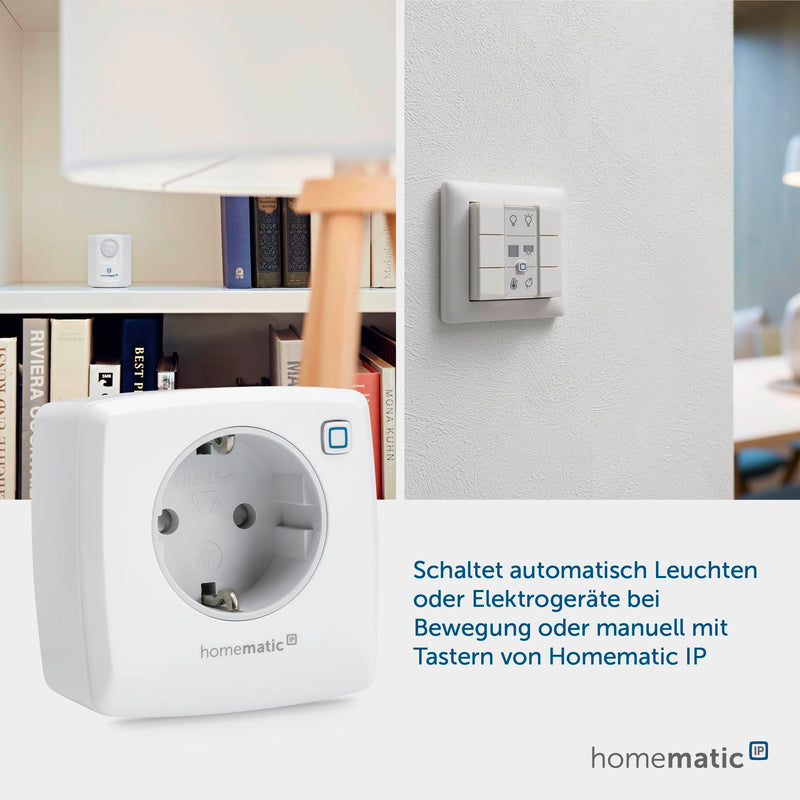 Homematic IP Smart Home Switch Socket, Digital Adapter Plug Controls Lights or Electrical Devices via the App, Alexa & Google Assistant, Energy Saving, 157338A0 Switch only