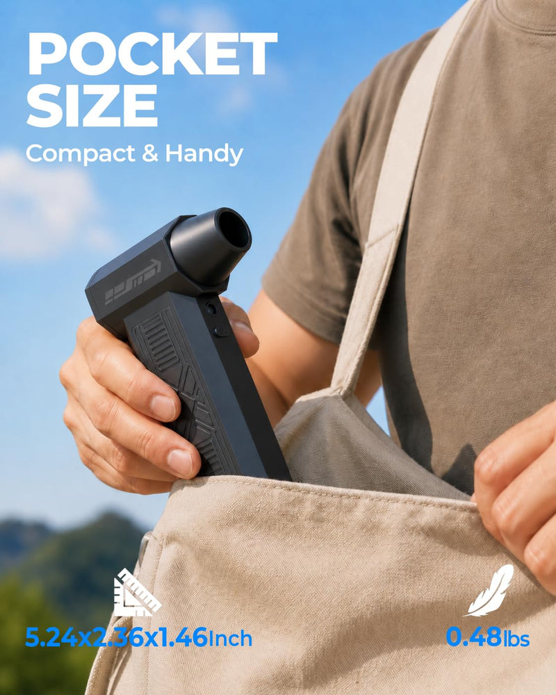 Electric Compressed Air Duster Rechargeable Air Blower for PC & Electronics | 2 in 1 duster and vacuum, 150000 RPM, 4 speeds, 6000mAh, LED display, built-in light, 6 nozzles, for Computer, Keyboard, Car