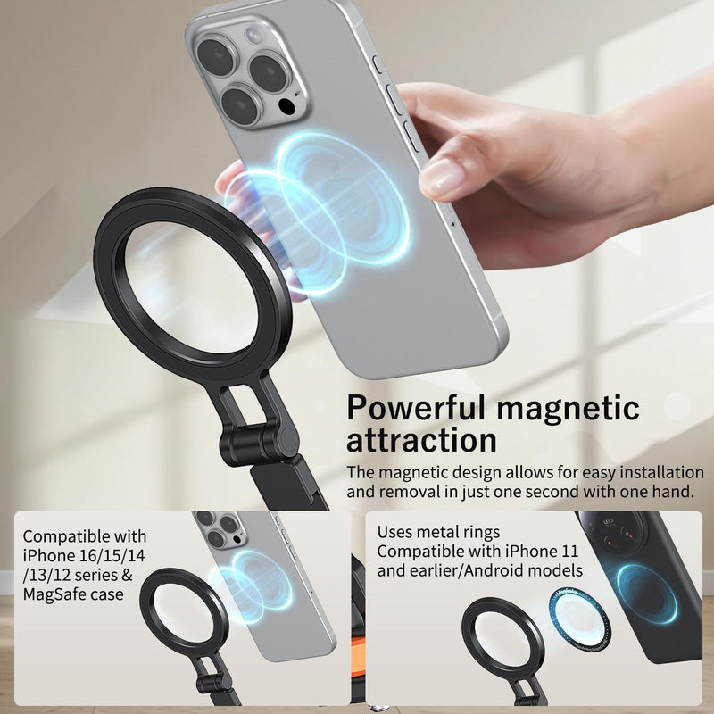 [AUSTRALIA] - VRIG Phone Tripod Mount for MagSafe, Aluminum Magnetic Tripods Phone Mount Adapter with 1/4” Screw Thread & 3/8" for Magsafe Phone Adapter Compatible with iPhone 16 15 14 13 12 Series 