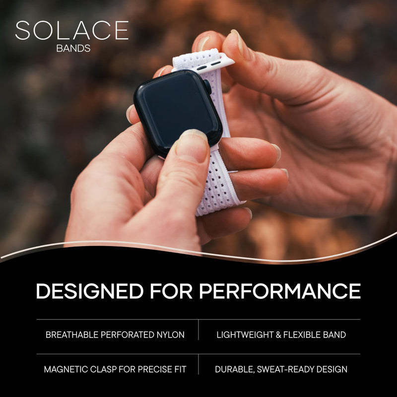 Solace Sport Adapt Bands - Apple Watch Bands, Breathable Nylon with Magnetic Clasp, Unisex Smart Watch Band, Apple Watch Strap Black 38/40/41/42MM