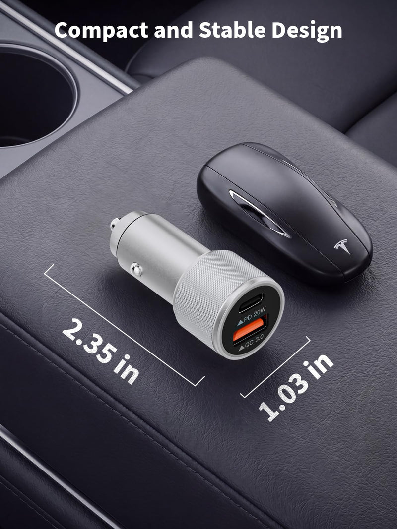 iPhone 17/16/15 Car Charger Fast Charging 2-Port Cigarette Lighter USB Charger,Dual USBA and USB C Car Adapter 2Pack Compatible with iPhone 17e/17 Pro/Air/16e/16 Plus/15 Pro Max,iPad mini/Air,Airpods