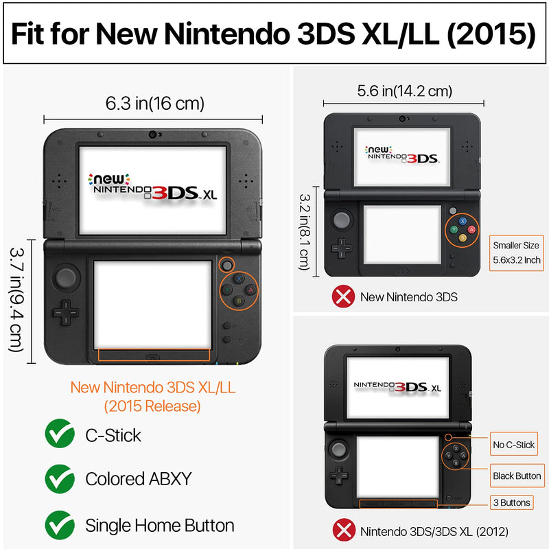 TNP Case Compatible with [ NEW Nintendo 3DS XL LL 2015 ] - Ultra Clear Crystal Transparent Hard Shell Protective Case Cover Skin for New Nintendo 3DS XL / 3DS LL 2015 [New Modified Hinge-less Design] New Nintendo 3DS XL (2015 Model)