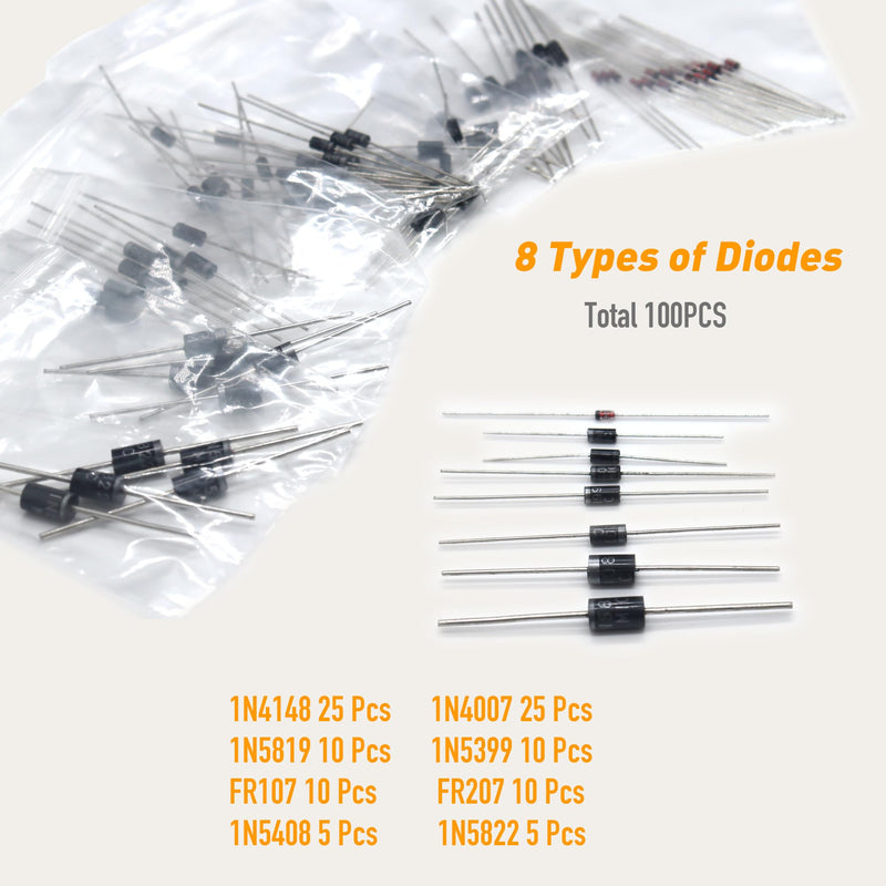 DIYoung 1390 Pieces Electronic Components Kit, with LED Diodes, Metal Film Resistors, Electrolytic Capacitors Package, Ceramic Capacitors, Transistors, Diodes
