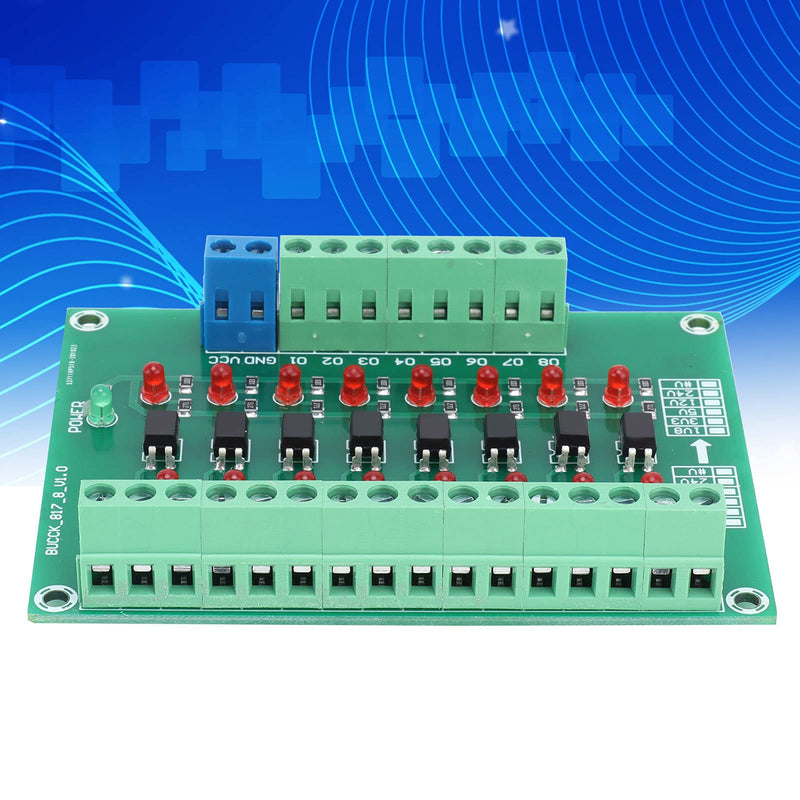 8 Channel Optocoupler, 12V to 3.3V Simple Operation Isolator Module for Single Chip Microcomputer Signal Isolation