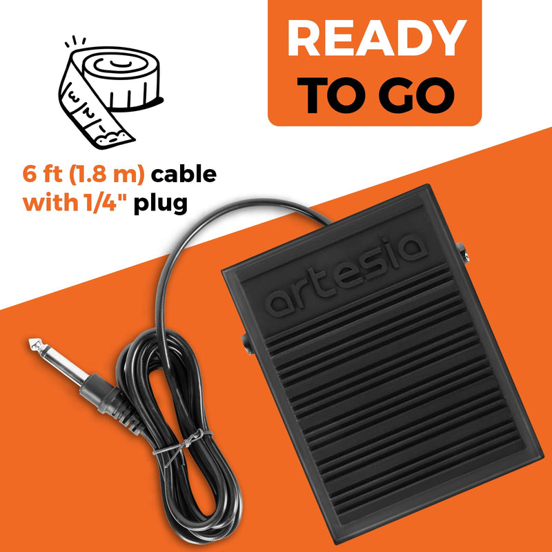[AUSTRALIA] - Artesia ASP-1 Universal Sustain Pedal with 6 ft (1.8 m) Cable, Polarity Switch, and Non-Slip Bottom, Universal Piano Pedal for Digital Pianos, Piano Keyboards, MIDI Keyboards, and Synthesizers 