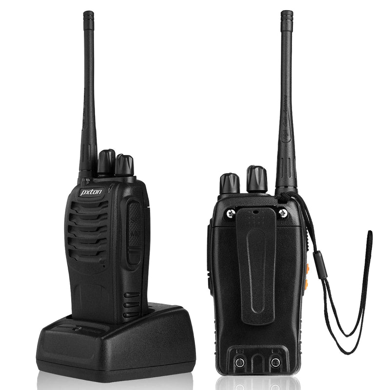 pxton Walkie Talkies Rechargeable Long Range Two-Way Radios with Earpieces,2-Way Radios UHF Handheld Transceiver Walky Talky with Flashlight Li-ion Battery and Charger（2 Pack） 2-pack