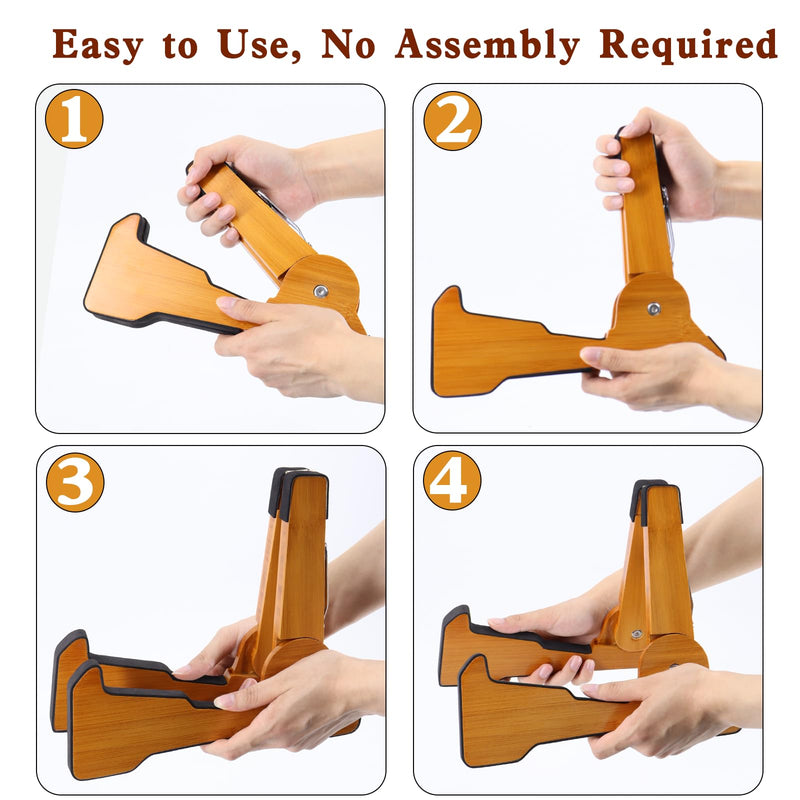 Wooden Electric Guitar Stand, X-Frame Style Guitar Stands Floor, Folding Guitar Stand for Acoustic Electric Classical Bass Guitars, Portable Instrument Holder with Soft Rubber Covering
