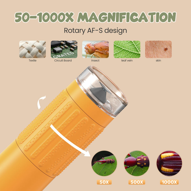 [AUSTRALIA] - Handheld Microscope for Kids Portable Pocket Digiscope - 2" IPS HD Screen 1000X Digital Microscopes Camera PC Compatible 3-12 Year Old Girl Boy Science Edu Fun Birthday Gifts Toys 