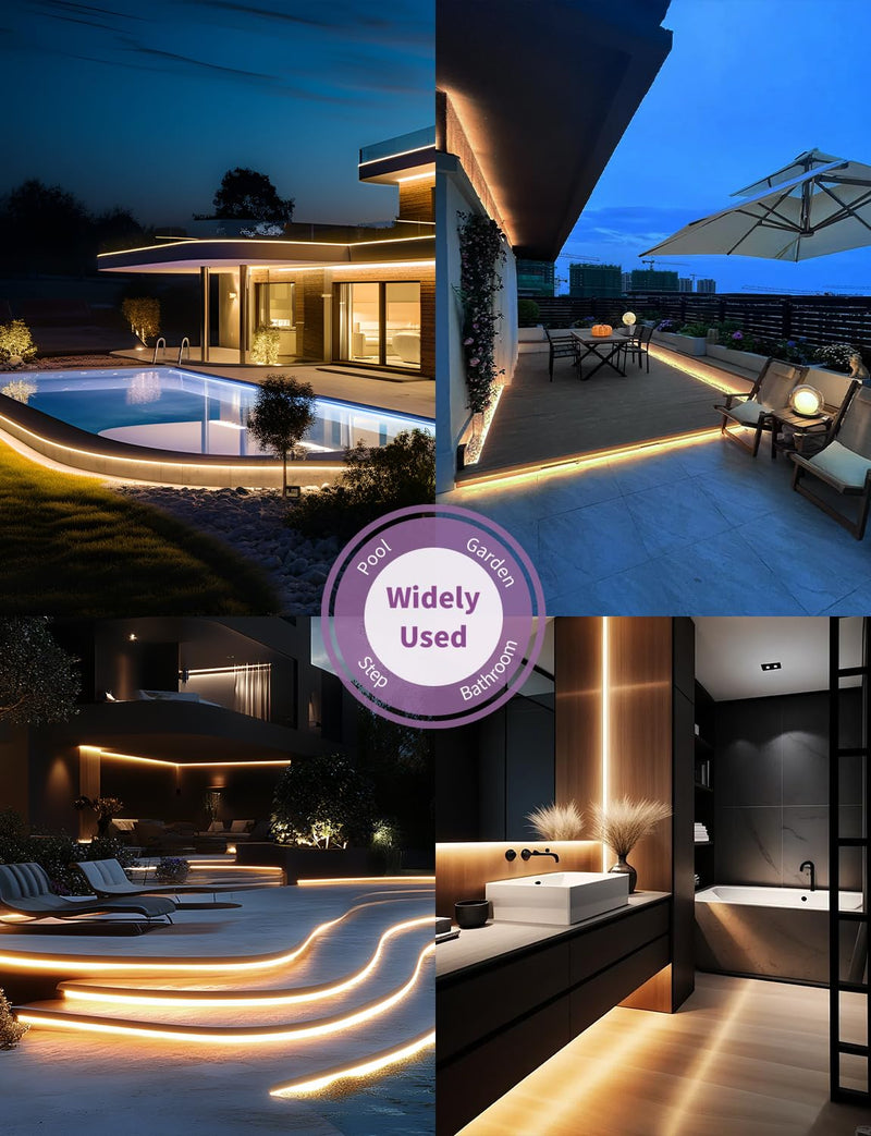 [AUSTRALIA] - 20FT COB LED Strip Lights Outdoor IP67 Waterproof,6M, Flexible DC 24V, Remote & App Control, Dimmable, Warm White 3000K Led Tap Lighting For Garden Patio ,Kitchen Living Room Bedroom DIY Decor 3000K-20FT 