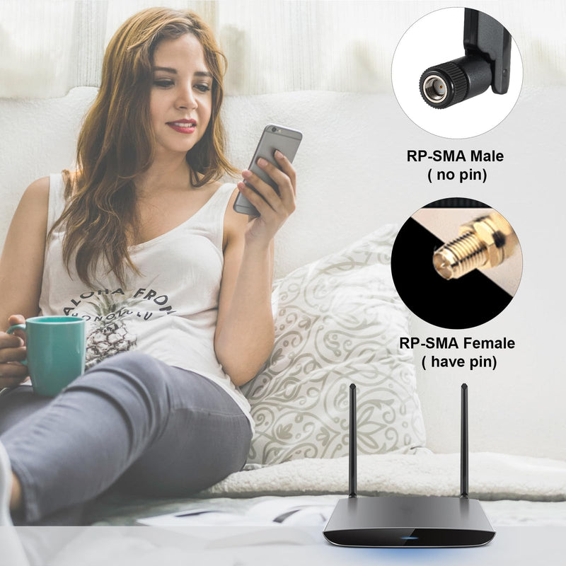 WiFi 6 6E Tri-Band 2.4GHz + 5 GHz + 6GHz 9dBi Omnidirectional Antenna for PC Desktop Computer PCI-E WiFi 6E Network Card Adapter Bluetooth Card Wireless Router（Pack of 2