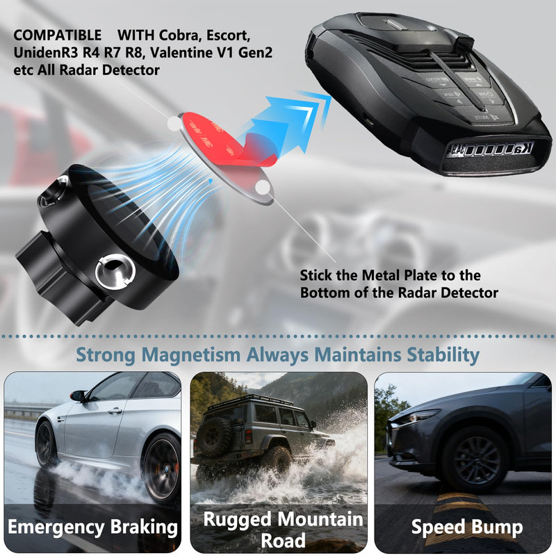 Magnetic Radar Detector Mount,Aluminum Rearview Mirror Rod | Compatible with Cobra,Uniden,Escort,Valentine One,Beltronics,Whistler etc All Radar Models
