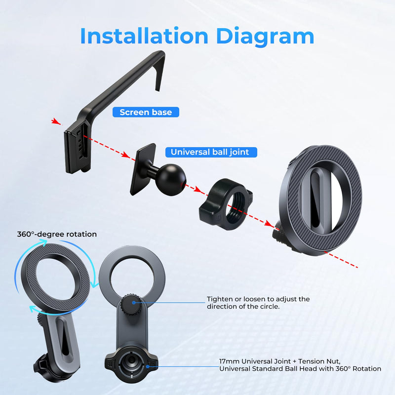 Magnetic Phone Mount for MagSafe for Mercedes Benz | for GLC 2023-2026 C-Class 2022-2026 Accessories, Fits 12.3'' Screen Adjustable Carbon Fiber Pattern Phone Holder for iPhone