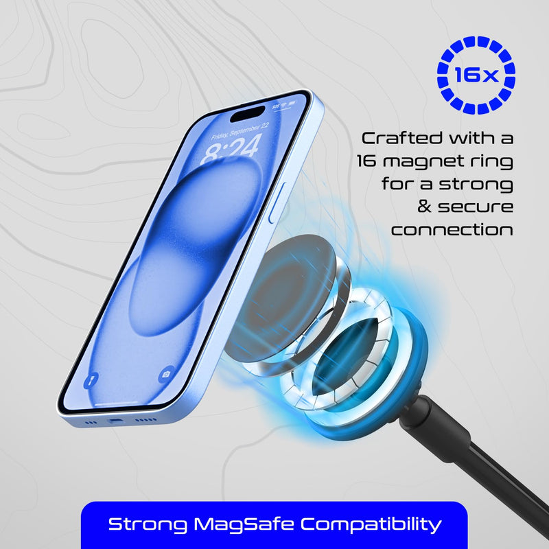 [AUSTRALIA] - EZpod Magnetic Tablet & Cell Phone Holder Mount for Bedstand | Desktop Compatible with MagSafe for iPhone 15 14 13 Pro Max Mini with 360° Rotation and Flexible Gooseneck Tabletop Clamp Stand 