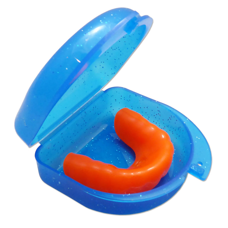 Glitter Gum Shield Case - Mouthguard Box for Ortho Retainers, Sports Dental Appliances, Dentures & More Glitter Blue