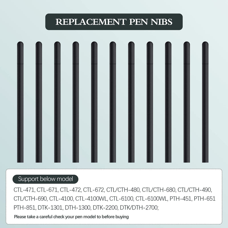 20 Pieces Replacement Standard Pen Nibs Black Replacement Refill Pen Nibs Standard Nibs Drawing Pen Compatible with Wacom Bamboo Intuos CTL471 CTL671 CTL672 CTH480