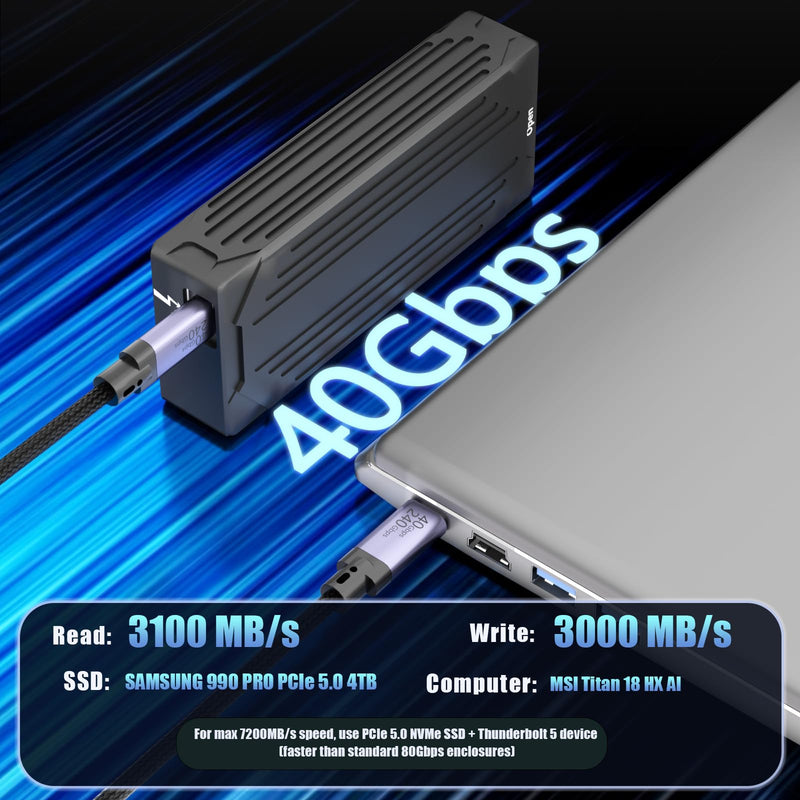 GLOTRENDS ST5109 40Gbps TBT3 M.2 NVMe SSD Enclosure, Compatible with Thunderbolt 5/4/3, Up to 3,000 MB/s with PCIe 3.0 x4 Bus, Support 8TB SSD