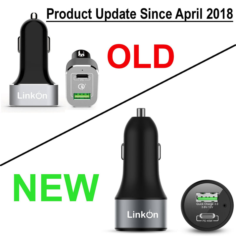 LinkOn 63W USB C Car Charger PPS&PD 3.0(45W) + QC 3.0(18W) Dual Port – Fast Car Charger Compatible with Laptop, Phone & Tablet – MacBook, Dell XPS, HP Spectre, iPad, iPhone, Samsung, Google Pixel Grey-63W