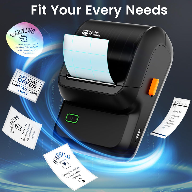 [AUSTRALIA] - Label Maker, Thermal Label Maker, Barcode Label Printer for Small Business, Bluetooth Label Maker Machine Compatible with Phone & PC, Inkless Portable Label Makers for Address, Logo, Barcode Black 
