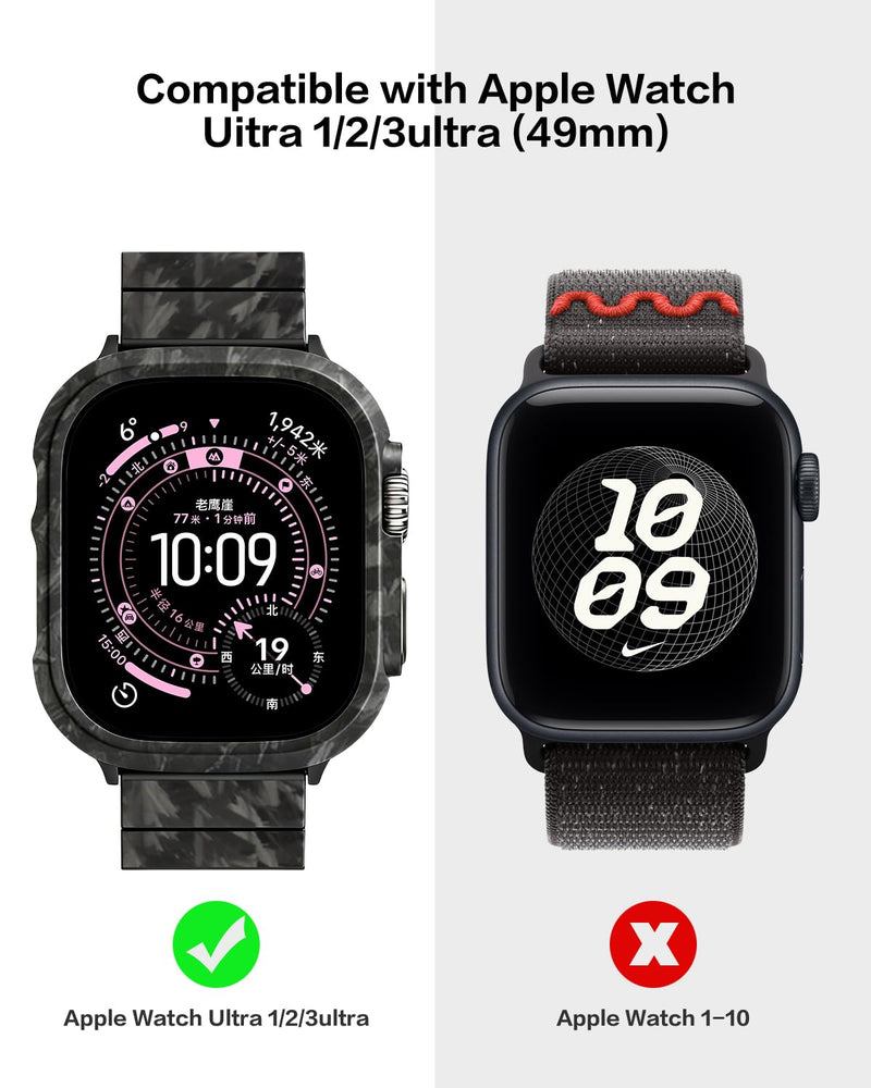 Carbon Fiber Case for Apple Watch Ultra 3/2/1 Case, Exquisite Minimalist Slim Apple Watch Ultra Case 49mm - Aramid Fiber Made, Black/Grey(Randon Weave)