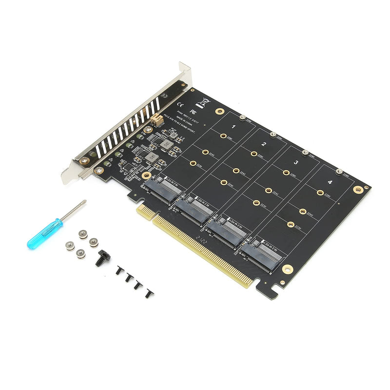 M.2 NVME SSD to PCIe 4.0 Adapter Card, 4 Port M.2 NVMe to PCIE x16 Expansion Card for M Key NVMe SSD, 4 x 32Gbps Full‑Speed(ph44) ph44