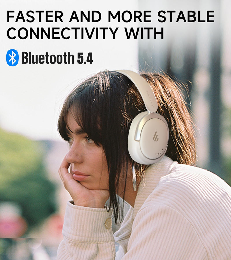 Atom Max Hybrid ANC Headphones, Hi-Res Audio, 45H Playtime, White Ivory