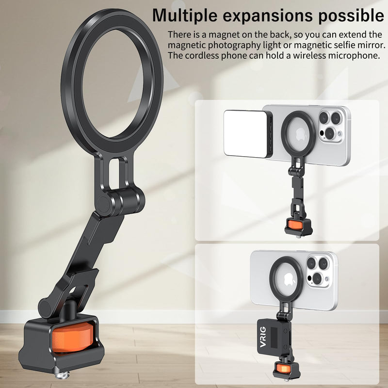 [AUSTRALIA] - VRIG Phone Tripod Mount for MagSafe, Aluminum Magnetic Tripods Phone Mount Adapter with 1/4” Screw Thread & 3/8" for Magsafe Phone Adapter Compatible with iPhone 16 15 14 13 12 Series 