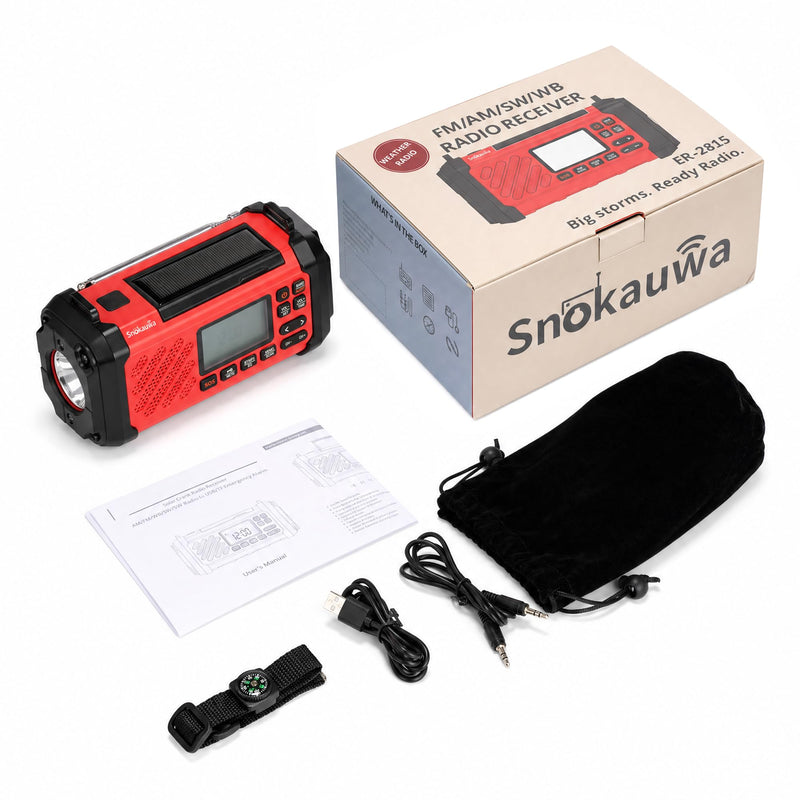NOAA Emergency Weather Radio,10000mWh Weather Alert Radio, Hand Crank Radio with LED Flashlight,AM/FM,USB/Solar/Hand Crank Charging,SOS Alarm for Indoor/Outdoor Emergency
