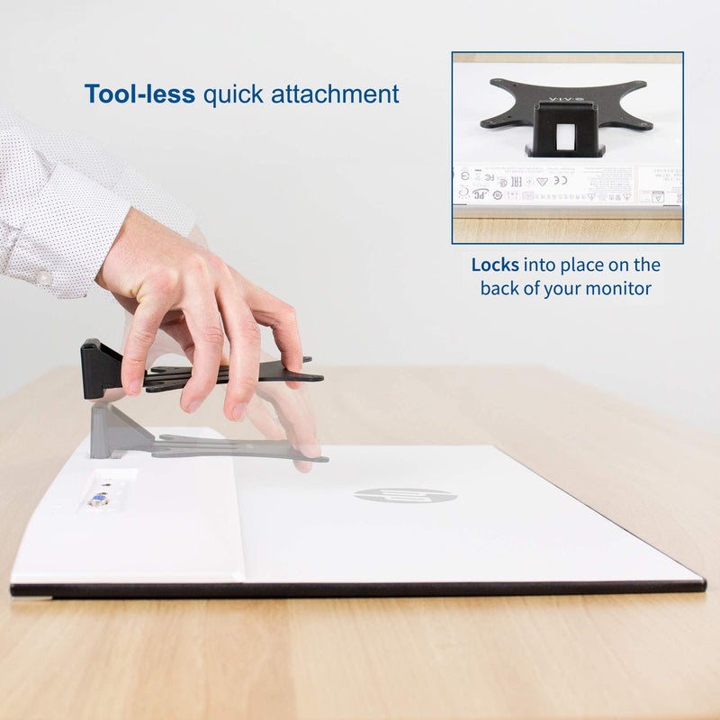VIVO Quick Attach VESA Adapter Designed for HP Models 27er, 27es, 27ea, 25er, 25es, 24ea, 23er, 23es, 22er, 22es, 22f, 23f, 24f, 25f, and 27f with Single Monitor Desk Mount for Screens up to 22 lbs