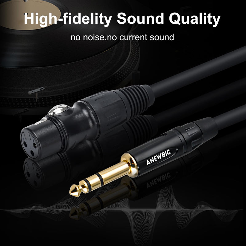 XLR Female to 1/4 TRS Cable, Quarter Inch to XLR Microphone Cable, 6.35mm Balanced Stereo Mic Cord 3.3ft 3.3 Feet