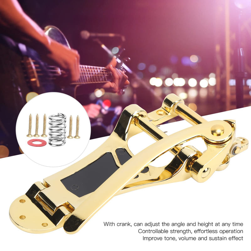 Guitar Vibratos, Guitar Tremolo Unit Vibrato Bridge Guitar Tailpiece Replacement with Hand Crank Stringed Instrument Accessories(Gold) Gold
