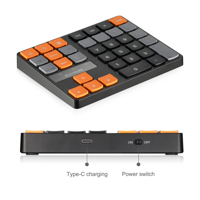 SurnQiee Bluetooth Numeric Keypad, Wireless Number Pad 35-Keys Financial Accounting Rechargeable Number Keyboard for Laptop Desktop, PC, Notebook 35 keys - Bluetooth