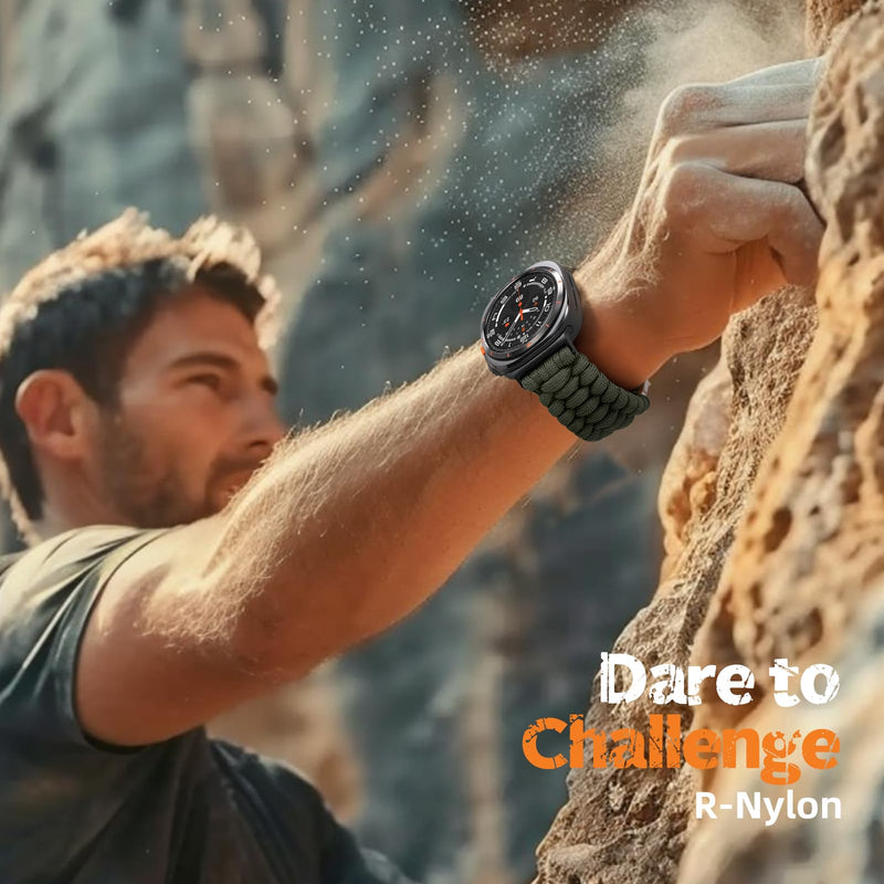 Bandletic Paracord Bands Compatible with Samsung Galaxy Watch Ultra | Rugged Handmade Woven Braided Tactical Military Survival Nylon, For Galaxy Watch Ultra 3 2 1 2026 2025 2024 47mm Titanium Buckle-Army Green Large (6.7"-7.7")