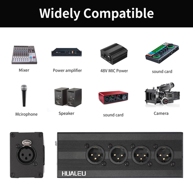 3Pin XLR 1 Female to 4 Male Splitter,4Way XLR Single Input to Four Output Parallel Connection Adapter,One Input to 4 Output Audio DMX Adapter