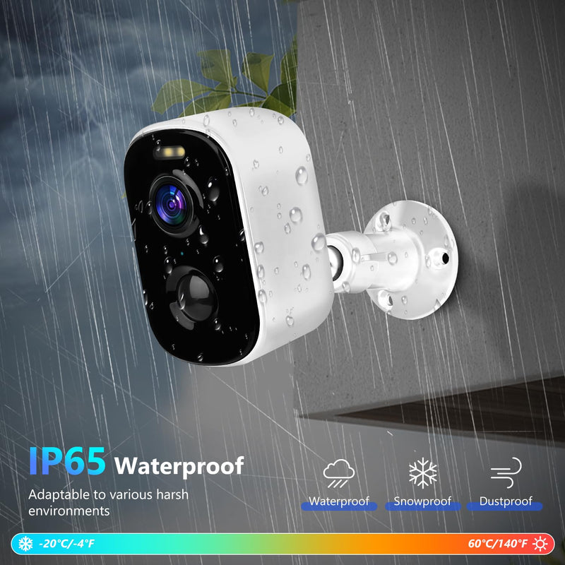 1080P Security WiFi Cameras for Home Security, Wireless Outdoor with Motion Detection, Spotlight/Siren Alarm, Color Night Vision, 2-Way Talk, Waterproof SD/Cloud Storage Battery Powered White