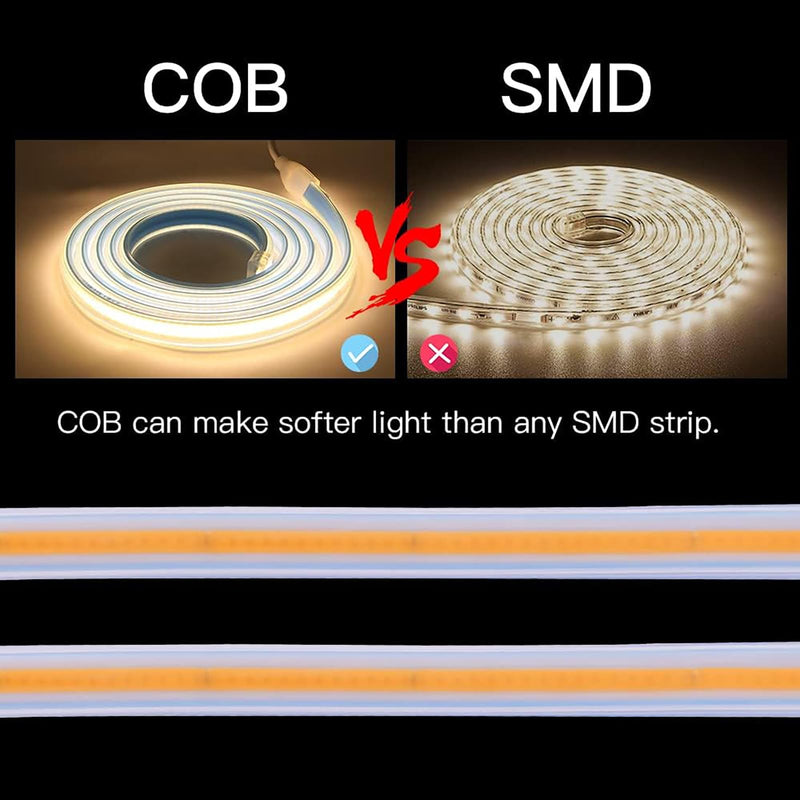 [AUSTRALIA] - 2 Meter Bright LED Strip Lights AC 110V with US Plug 6.56 Foot IP67 Waterproof COB LED Rope Lights for Kitchen Under Cabinet Lighting 6000K Cold White (Cold White, 6.56ft) Cold White 6000K 