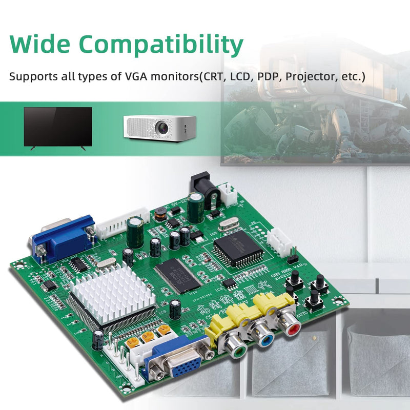 [AUSTRALIA] - Mcbazel Arcade Game RGB/CGA/EGA to VGA HD Game Video Output Converter Board for Arcade Monitor to CRT LCD PDP Projector 