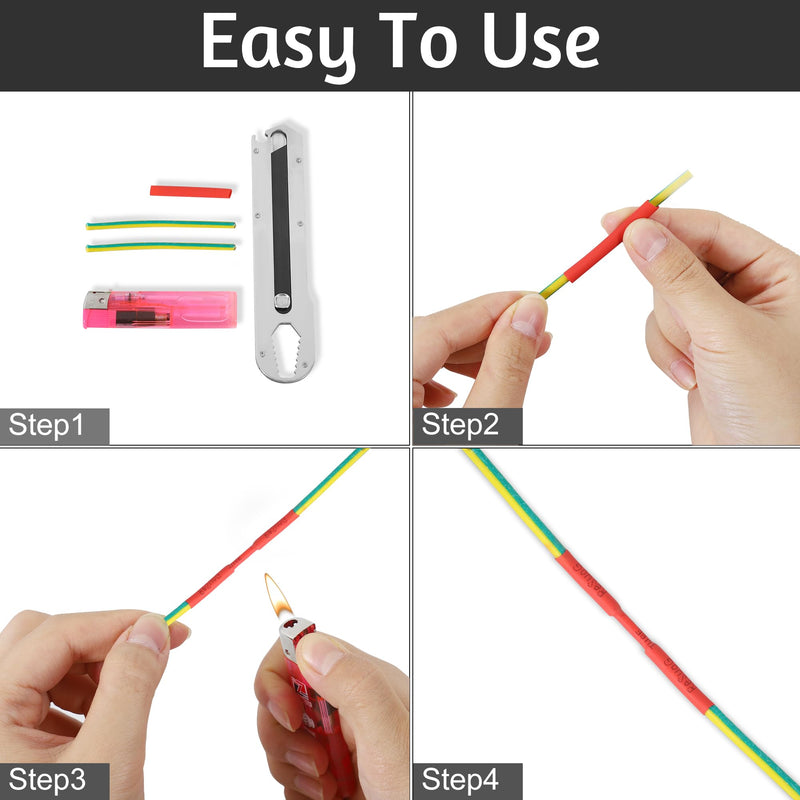 WUFANC Heat Shrink Tubing Set, 580 Pieces, Heat Shrink Tubes, Coloured Includes 6 Colours and 11 Sizes, 2:1 Shrink Ratio, Heat Shrink Tube, Waterproof, Suitable for Cable Insulation, Protect