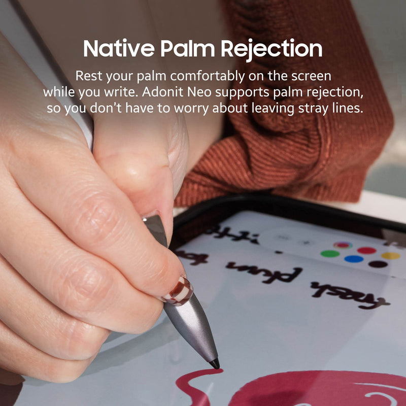 Adonit Neo, Magnetically Attachable Stylus Pen for iPad with Palm Rejection, Active Digital Pencil, Compatible with iPad Air 4th/3rd, iPad Mini 6/5th, iPad 9/8/7/6th, iPad Pro 11/12.9" - Matte Silver