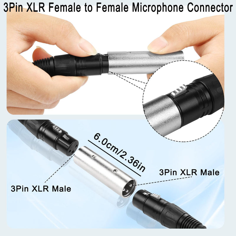 QIANRENON 3Pin XLR Male to XLR Male Microphone Connector Extender XLR Plug to Plug Balanced Audio Adapter XLR Docking Extension Coupler, for Extend XLR Amplifier Mixer Stage Speaker, 2Pcs