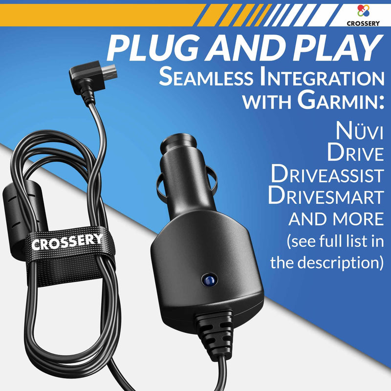 Car Charger Power Cord for Garmin Nuvi GPS, Garmin GPS Power Cord Replacement, Mini USB Charging Cable fit for Garmin Nuvi, Dezl, Drive, DriveSmart, DriveAssist, RV, Zumo (Without Traffic)