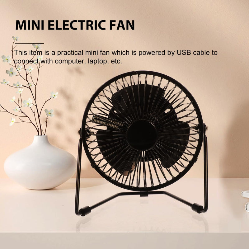 ULTECHNOVO USB LED Clock Fan with Real-Time Temperature Display, 6.5 Inch Quiet Brushless Motor Mini Desktop Cooling Fan, 360° Rotation Metal Frame Portable for Office Computer Desk, Dorm (Black)