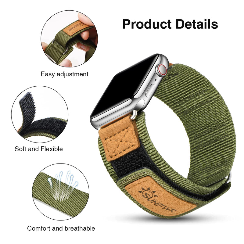 Bundle of the Rugged Nylon Velcro Apple Watch Band (Army Green/Grey)