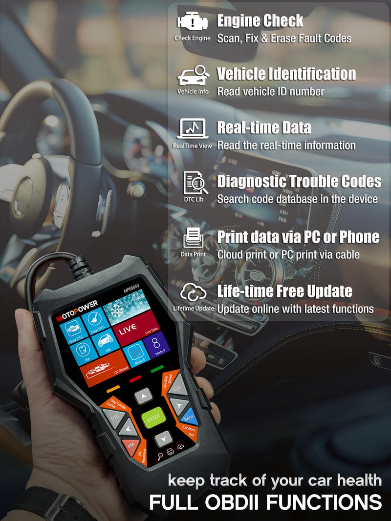 [AUSTRALIA] - MOTOPOWER MP69040 Car OBD2 Scanner Check Engine Fault Code Reader Diagnostic Scan Tool, Black 
