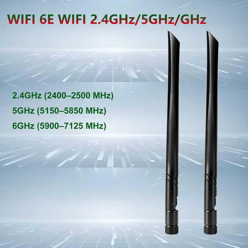 Tri-Band WiFi 6E 2.4GHz 5GHz 6GHz PC Desktop Computer Motherboard Antenna Booster Signal Range WiFi Bluetooth Card Wireless Network Router Antenna, Slinkdsco